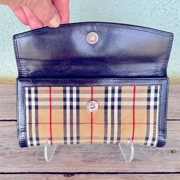 VTG Burberry Leather & Fabric Tri-Fold Wallet - Picture 3 of 13